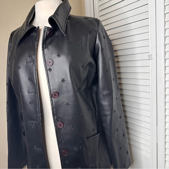 Faux Leather Necessary Objects Flower Accent Jacket - Picture 3 of 10